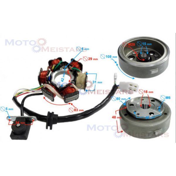 Stators aizdedze komplektā ar rotoru mopēdiem Wonjan, ATV110-125 cm3